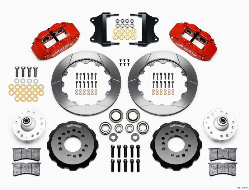 Wilwood Narrow Superlite 6R Front Hub Kit 12.88in Red Heidts Tri -5 2 inch Drop Spindle - 140-12307-R