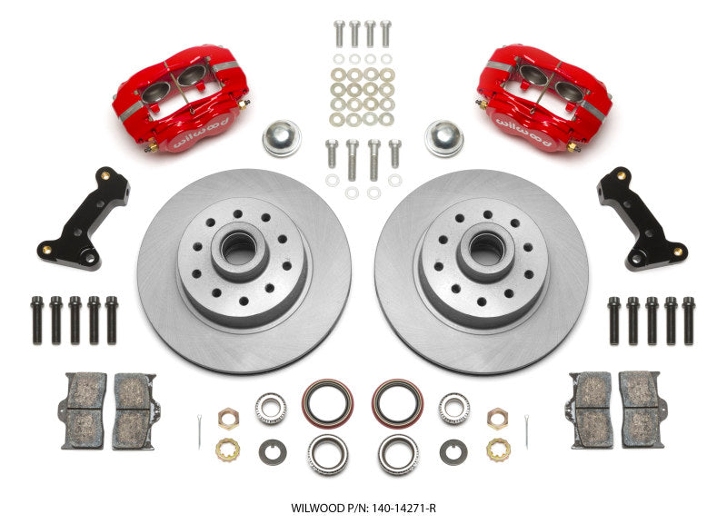 Wilwood Forged Dynalite Front Kit 11.03in 1 PC Rotor&Hub - Red 74-80 Pinto Disc Spindle only - 140-14271-R