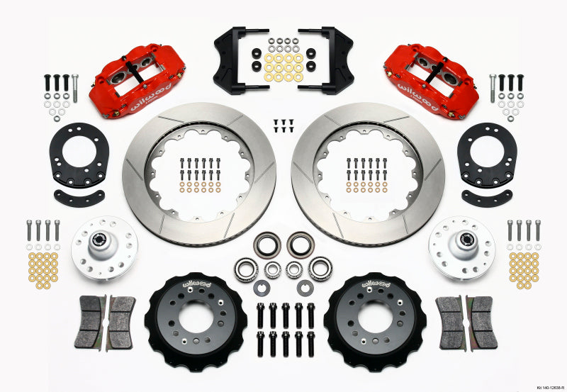 Wilwood Narrow Superlite 6R Front Hub Kit 14.00in Red 1965-1969 Mustang Drum Spindle - 140-12638-R