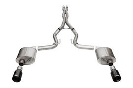 Corsa 24+ Frd Mustang GT- Sport Cat-Back Ex.Sys 3.0in Dual Rear Exit w/4.5in Blk PVD StraightCut Tip - 21255BLK