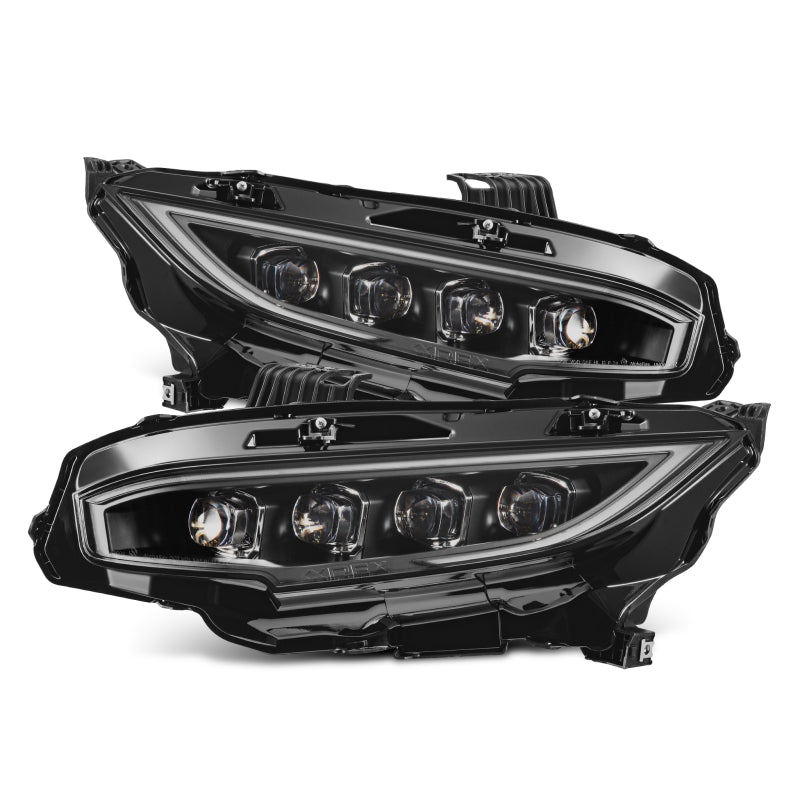 AlphaRex 16-21 Honda Civic NOVA-Series LED Proj Headlights Blk w/Activation Light & Seq.Sig / SB DRL - 880491