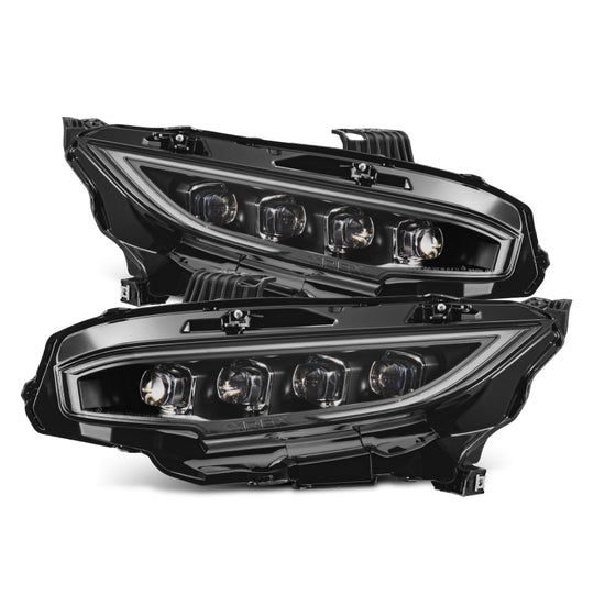 AlphaRex 16-21 Honda Civic NOVA-Series LED Proj Headlights Blk w/Activation Light & Seq.Sig / SB DRL - 880491
