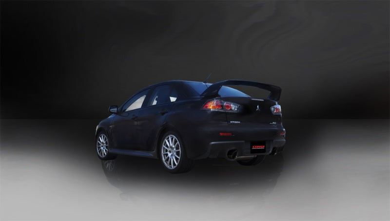 Corsa 2008-2015 Mitsubishi Lancer Evolution X Sedan 2.0L Black Sport Dual Rear Cat-Back Exhaust - 14858BLK