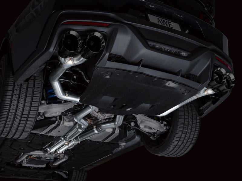 AWE 2024 Ford Mustang Dark Horse S650 RWD Track Edition Cat-Back Exhaust w/ Quad Diamond Black Tips - 3020-43375