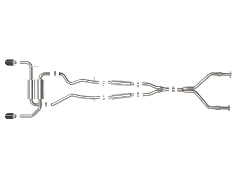 aFe 14-15 Infiniti Q50 (V37) V6 3.7L Takeda 2-1/2in SS Cat-Back Exhaust System w/ Carbon Fiber Tips - 49-36136-C