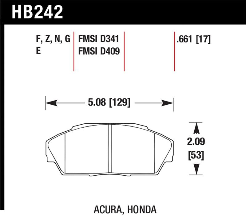 Hawk HP+ Street Brake Pads - HB242N.661