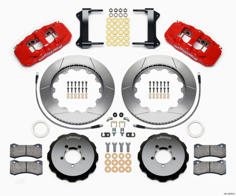 Wilwood AERO6 Front Hat Kit 14.00 Red 1999-2012 Subaru WRX w/Lines - 140-12876-R