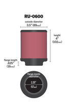 Load image into Gallery viewer, K&amp;N Filter Universal Rubber Filter 2 1/4 inch Flange 3 1/2 inch OD 4 inch Height - RU-0600