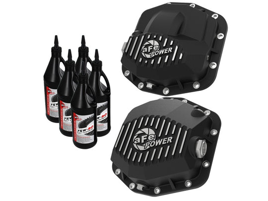 aFe Pro Series Front and Rear Diff Cover Kit w/ Oil 2018+ Jeep Wrangler (JL) V6 3.6L (Dana M220) - 46-7100AB