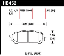Load image into Gallery viewer, Hawk 03-05 WRX D1004 HPS Street Rear Brake Pads - HB452F.545