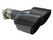 Load image into Gallery viewer, aFe Takeda 2.5in 304 Stainless Steel Clamp-on Exhaust Tip Passenger Side 2.5in Inlet 4inDual-Carbon - 49T25480-C121