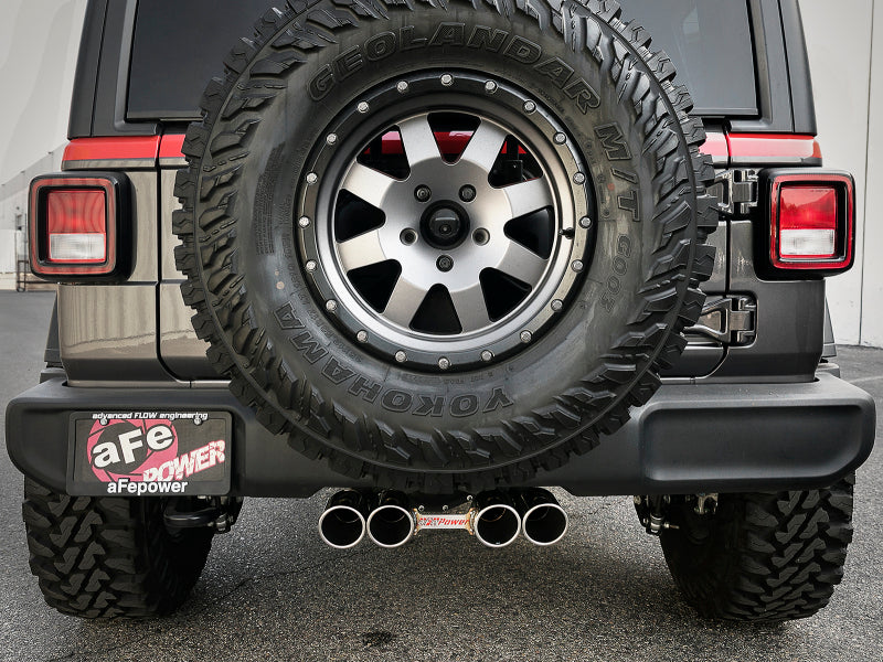 aFe Rebel Series 2.5in. 304 SS C/B Exhaust System 2018 Jeep Wrangler (JL) V6-3.6L - Polished Tip - 49-38071-P