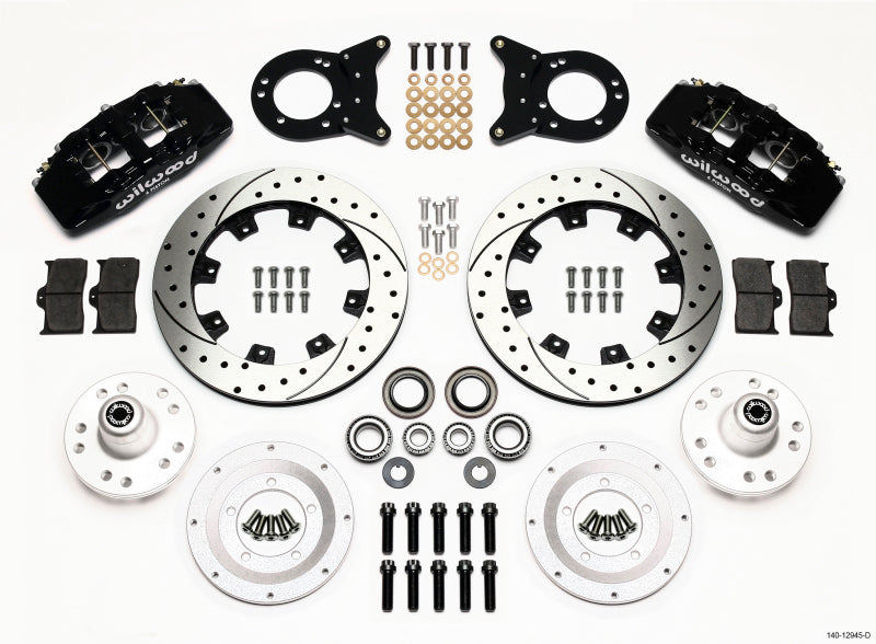 Wilwood Dynapro 6 Front Hub Kit 12.19in Drilled 1970-1973 Mustang Disc & Drum Spindle - 140-12945-D