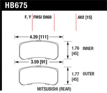 Load image into Gallery viewer, Hawk 09+ Mitsubishi Lancer Ralliart / 08+ Lancer GTS LTS Rear Brake Pads - HB675Y.602