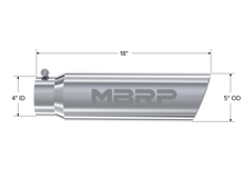 Load image into Gallery viewer, MBRP Universal 5in OD Angled Rolled End 4in Inlet 18in Length T304 Exhaust Tip - T5124