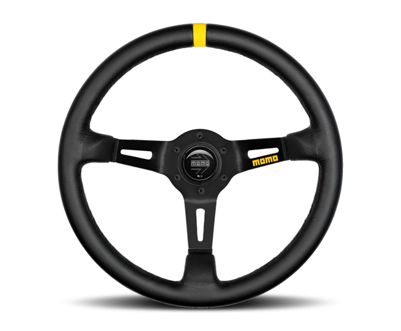 Momo MOD08 Steering Wheel 350 mm - Black Leather/Black Spokes/1 Stripe - R1908/35L