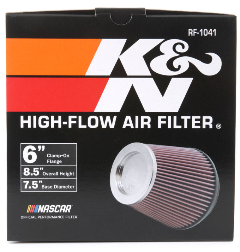 K&N Round Tapered Universal Air Filter 6 inch Flange 7 1/2 inch Base 5 inch Top 7 1/2 inch Height - RF-1041