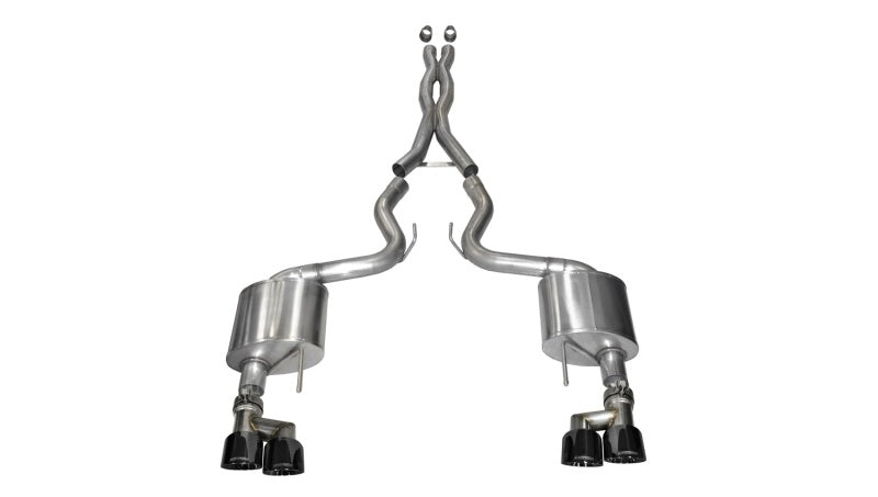 Corsa 2015-2017 Ford Mustang GT 5.0 3in Cat Back Exhaust Black Quad Tips (Xtreme) - 14335BLK