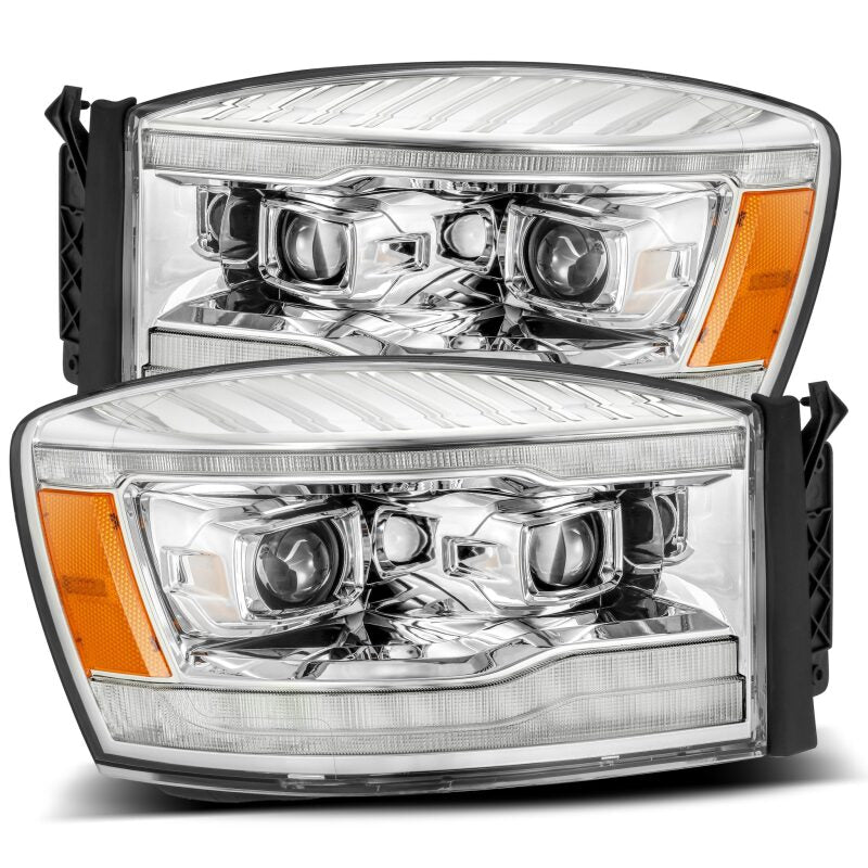 AlphaRex 06-08 Dodge Ram 1500HD LUXX LED Projector Headlights Plank Style Chrome w/Seq Signal/DRL - 880534