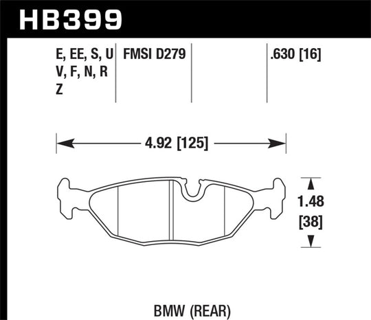 Hawk 91 BMW 318i E30 All DTC-70 Rear Brake Pads - HB399U.630