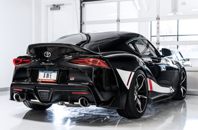 AWE Tuning 2020 Toyota Supra A90 Non-Resonated Touring Edition Exhaust - 5in Chrome Silver Tips - 3020-32058