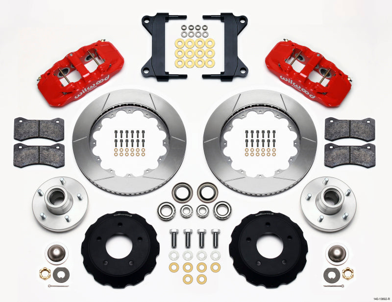 Wilwood AERO6 Front Hub Kit 14.00-Red Chevy C-10 60-87 CPP Drop Spindle - 140-13692-R