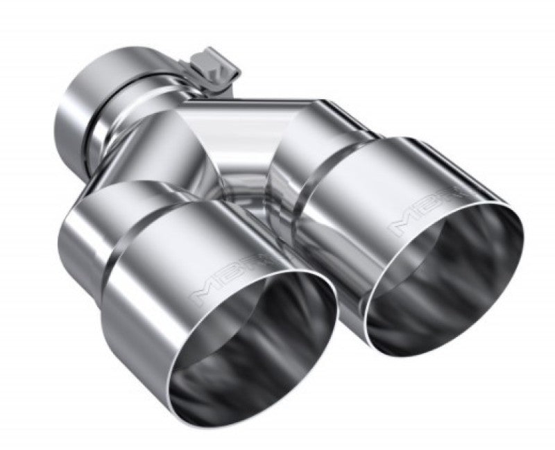 MBRP 3in ID / Dual 4in OD Out Staggered L 9.37in / R 9.87in Single Wall T304 SS Univ Exhaust Tip - T5183