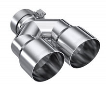 Load image into Gallery viewer, MBRP 3in ID / Dual 4in OD Out Staggered L 9.37in / R 9.87in Single Wall T304 SS Univ Exhaust Tip - T5183