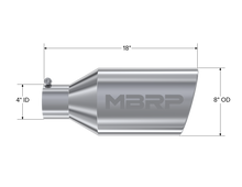 Load image into Gallery viewer, MBRP Universal Tip 8in O.D. Rolled End 4in inlet 18in length T304 - T5128