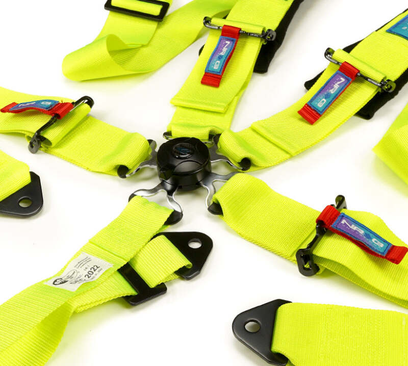 NRG SFI 16.1 5Pt 3 Inch Seat Belt Harness with Pads / Cam Lock - Neon Green - SBH-B6PCNG