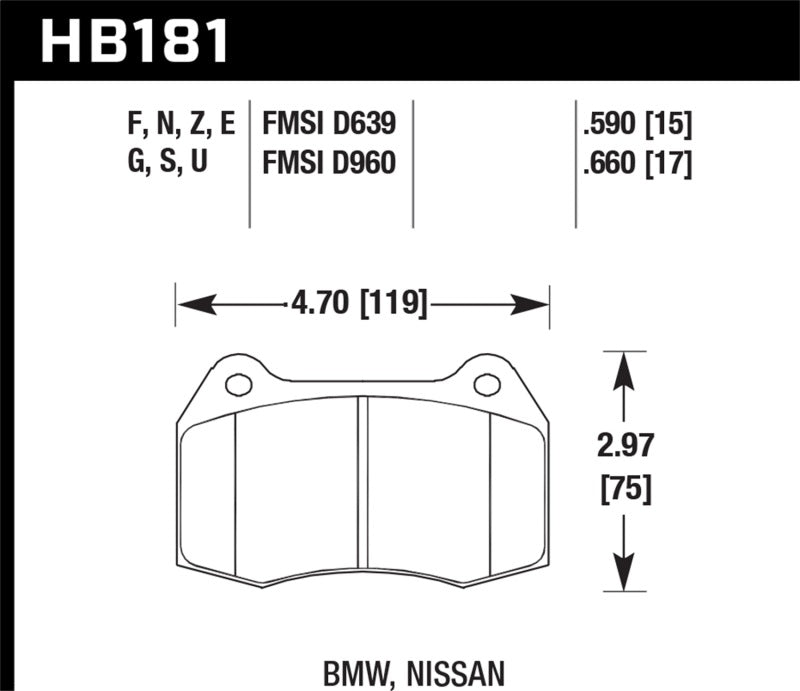 Hawk 94-97 BMW 840CI/850CI HPS Front Street Brake Pads - HB181F.660