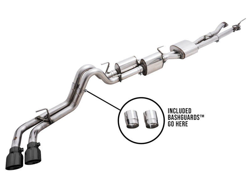 AWE Tuning 16-22 Toyota Tacoma 0FG Cat-Back Exhaust w/ BashGuard - Dual Diamond Black Tips - 3015-33826