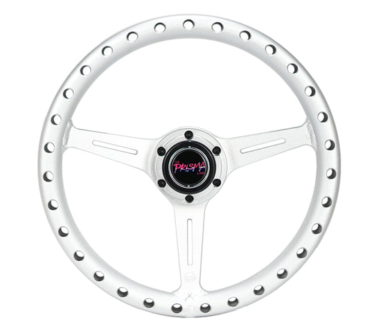NRG All Aluminum Steering Wheel 330mm - Extra Light- Ergonomic Grip- Anadized Silver - RST-072-SL