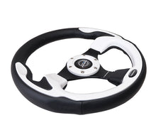 Load image into Gallery viewer, NRG Reinforced Steering Wheel (320mm) Blk w/White Trim &amp; 4mm 3-Spoke - RST-001WT