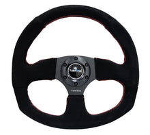 Load image into Gallery viewer, NRG Reinforced Steering Wheel (320mm Horizontal / 330mm Vertical) Suede w/Red Stitch - RST-009S-RS