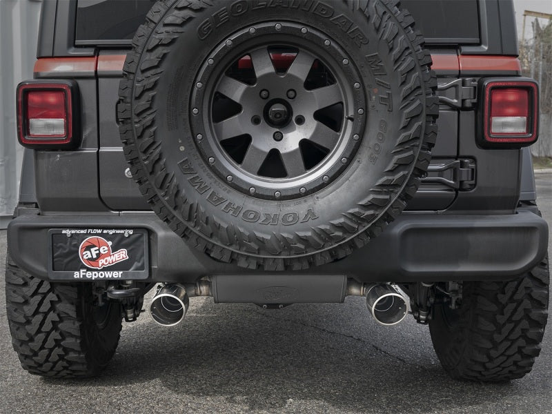 aFe Rebel Series 2.5in 304 SS Cat-Back Exhaust w/ Polished Tips 2018+ Jeep Wrangler (JL) V6 3.6L - 49-38066-P