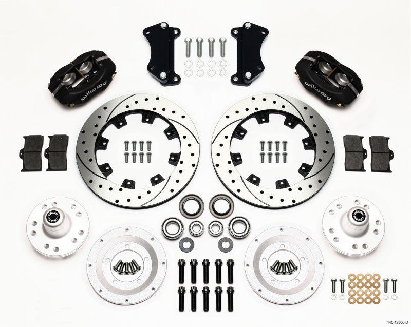 Wilwood Forged Dynalite Front Kit 12.19in Drilled Heidts Tri -5 2 inch Drop Spindle - 140-12306-D