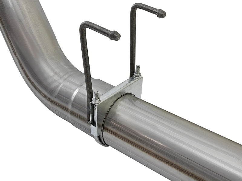 aFe Large Bore-HD 5in DPF Back 409 SS Exhaust System w/Black Tip 2017 Ford Diesel Trucks V8 6.7L(td) - 49-43090-B