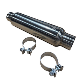 Kooks 3in. Round Clamp In Muffler 14in. Long Polished Stainless Steel - R300-14-CI