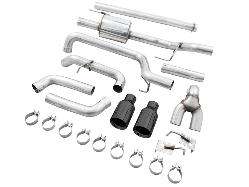 AWE Tuning 0FG 21+ Ford F150 Dual Split Rear Cat-Back Exhaust- 5in Diamond Black Tips - 3015-33119