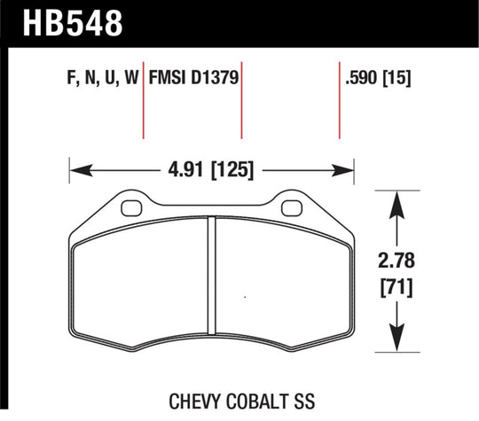 Hawk Renault Clio / Cobalt SS DTC-70 Front Brake Pads - HB548U.510