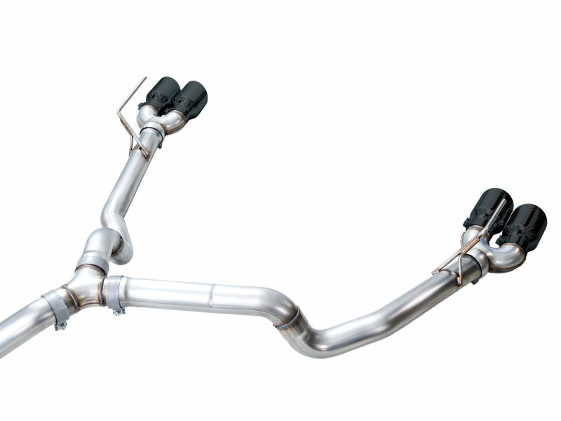 AWE Tuning 2021+ GMC Tahoe/Yukon 5.3L 0FG Split Rear Exit Catback Exhaust - Quad Diamond Blk Tips - 3015-43006