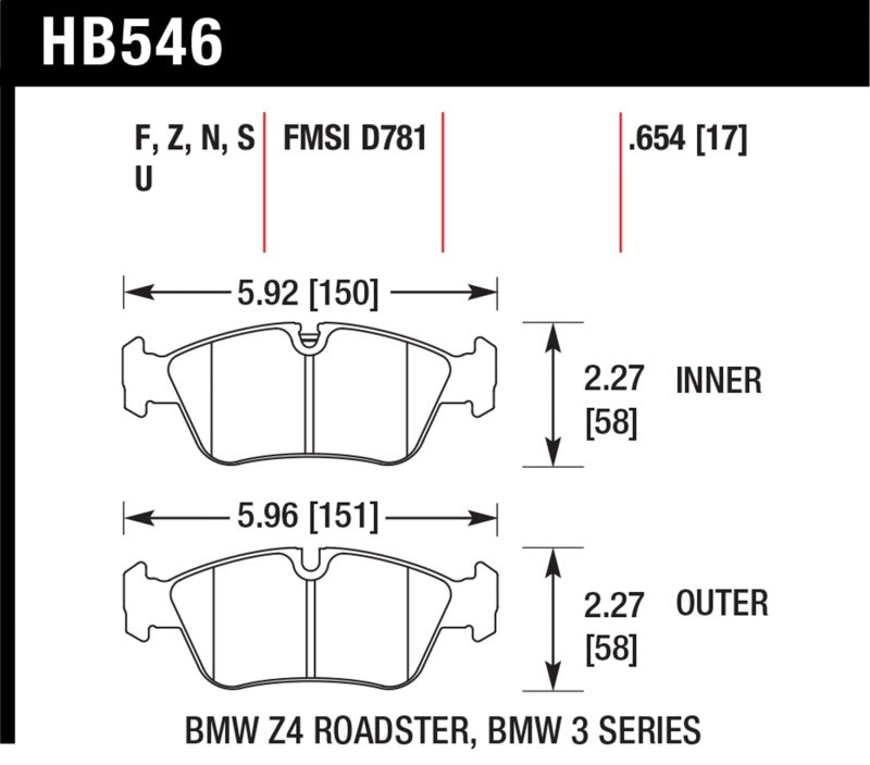 Hawk HPS Street Brake Pads - HB546F.654