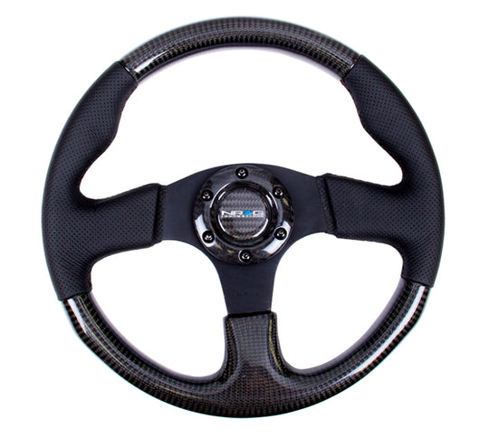 NRG Carbon Fiber Steering Wheel (315mm) Leather Trim w/Black Stitching - ST-310CFBS