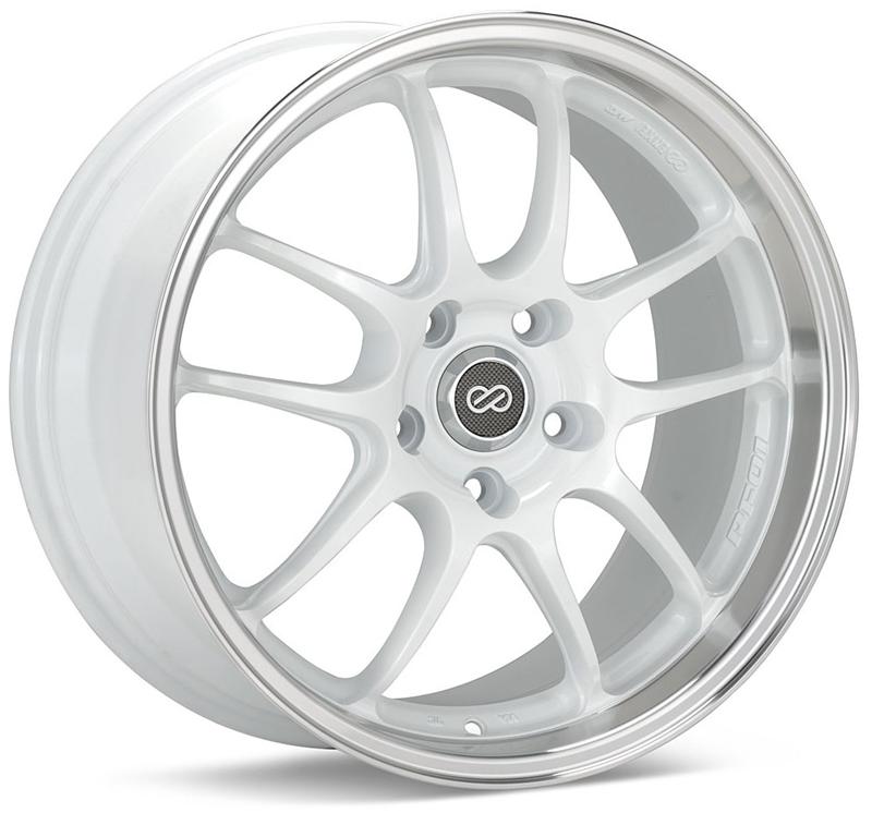 Enkei PF01SS 17x8 5x114.3 50mm Offset 75mm Bore Diameter White w/ Machined Lip - 460-780-6550WM