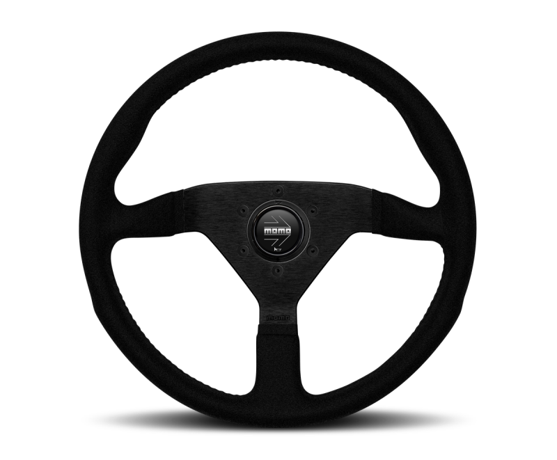 Momo Montecarlo Alcantara Steering Wheel 350 mm - Black/Red Stitch/Black Spokes - MCL35AL3B