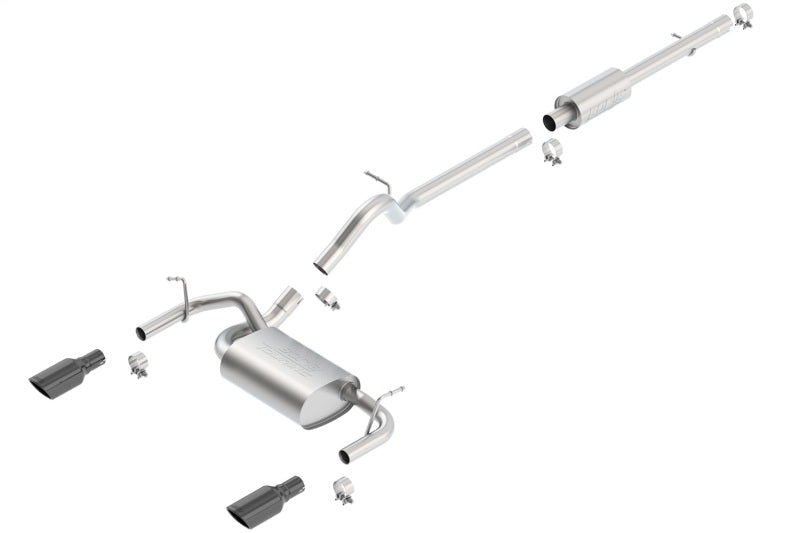 Borla 12-16 Jeep Wrangler 3.6L AT/MT 4DR 4WD S SQ RL AC SR 2.5in 2in TIP 3.5inx3.28in Black Chrome - 140459BC