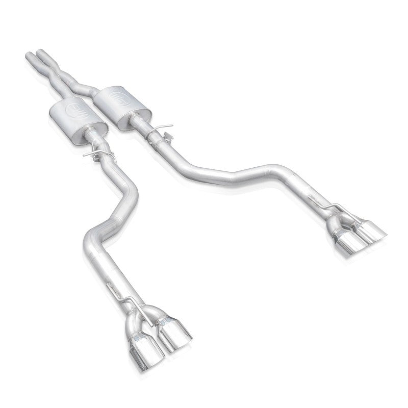 Stainless Works 15-19 Dodge Challenger 6.2L/6.4L Hemi 3in Legend Catback X-Pipe w/4in Quad Tips - CHAL16CBL4