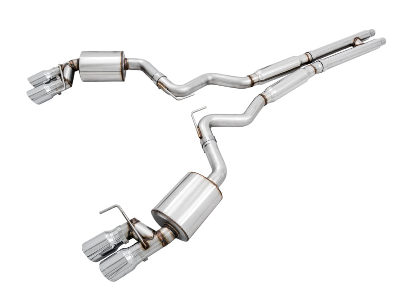 AWE Tuning 2018+ Ford Mustang GT (S550) Cat-Back Exhaust - Touring Edition (Quad Chrome Silver Tips) - 3015-42102