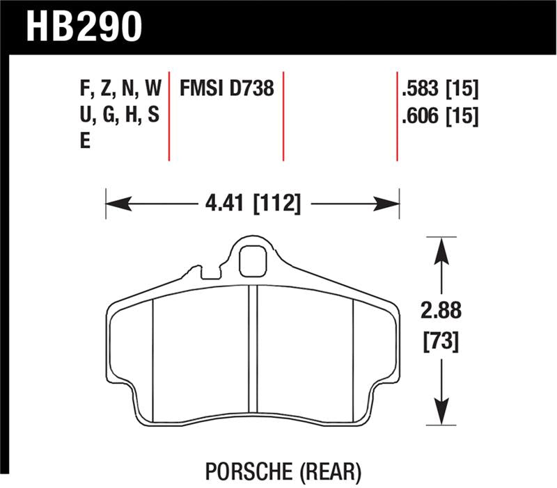 Hawk 98-08 Porsche 911 Carrera 2 / 07-08 Boxster S / 06-08 Cayman S Rear DTC-60 Race Brake Pads - HB290G.583